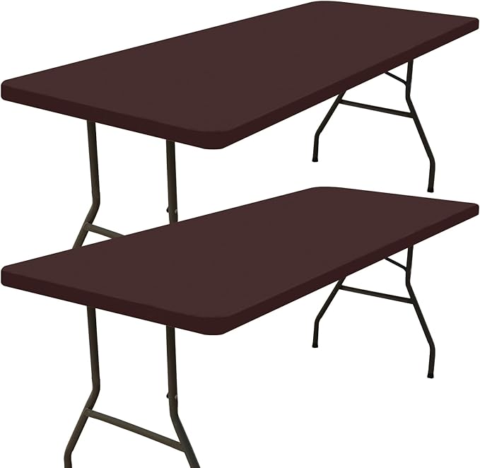 Smiry 2 Pack Rectangle Picnic Table Cloth, Waterproof Elastic Fitted Tablecloths, Washable Polyester Rectangular Patio Table Cover for Camping, Indoor and Outdoor (Coffee, 30"x72")