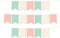 Andaz Press Hanging Pennant Banner with String, Mint Green, Ivory, Peach, 1-Set, 24 Pennants, Approx. 12-Feet Long, Girl's 1st Birthday Baptism Communion Theme Colored Supplies