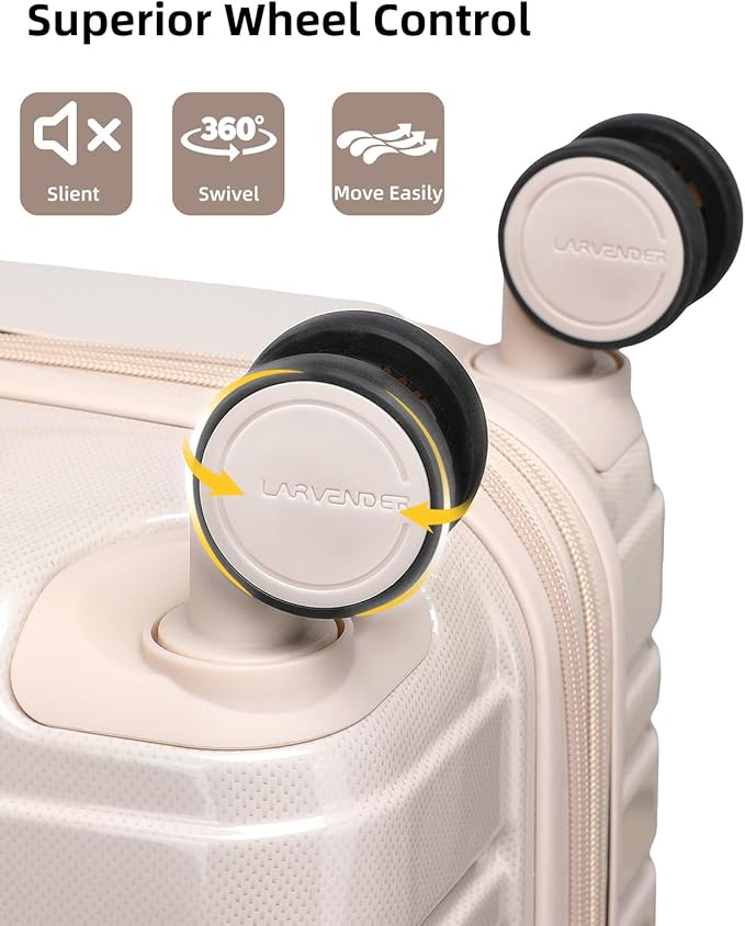 LARVENDER Carry on Luggage 22x14x9 Airline Approved Hardshell Suitcase with Wheels TSA Lock, PC+ABS Lightweight Suitcase Set for Women with Travel Backpack, Glossy Champagne