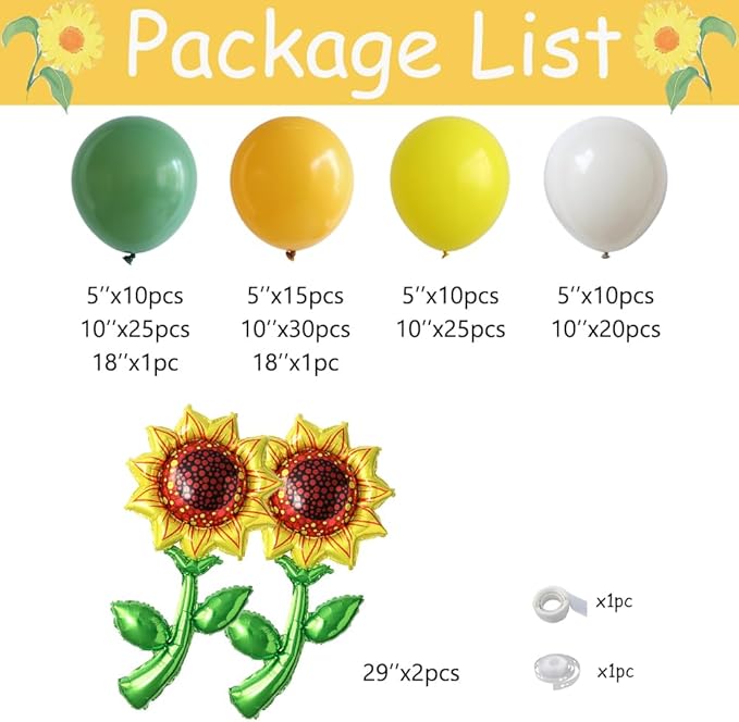 Sunflower Balloon Garland Arch Kit 149Pcs Mustard Yellow and Sage Green Latex Balloons with Sunflower Foil Balloons for Sunshine Sunflower Bee Themed Wedding Birthday Party Decorations