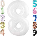 40 Inch Number 8 Balloon, White 8 18 28 80 Birthday Balloons for Men Boys, 8th Birthday Decorations Party Supplies, Wedding, Graduations