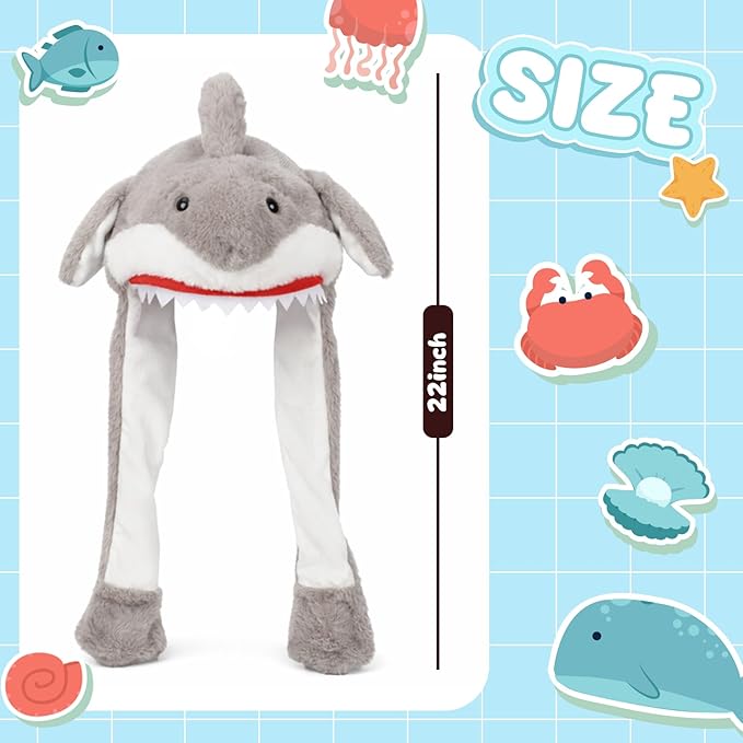 Animal Hat with Ears Moving Jumping Pop Up Beating Hat Plush Holiday Cosplay Dress Up Funny Gift for Kids