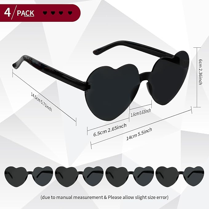 Heart Sunglasses Heart Shaped Glasses Bulk Valentines Halloween Bachelorette Party Decorations Glasses Women Men