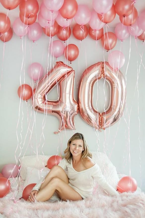 Balloons Numbers 40 Inch Big 4 Balloons for Birthday Party Decoration, Rose Gold Number 4 Ballon for 4, 14, 24, 40 Celebration, Birthday, Christmas, Anniversary Decor