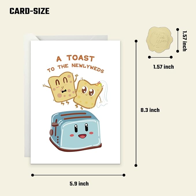 Wedding Card - Engagement Congratulation Cards - Bridal Shower Card - Funny Wedding Cards for Couple ‘A Toast to the Newly Weds’
