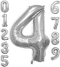 40 Inch Large Silver Number Celebration and Decoration Balloon for Birthday Parties, Graduations, Anniversaries, Weddings, Photo Shoots, Special Events - Helium Foil (Silver Number 4)