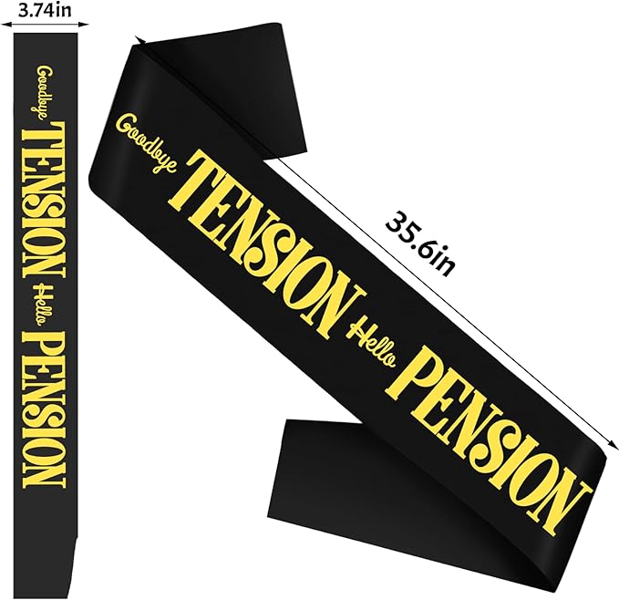 Elegant Retired Sash with Gold Foil - Funny Black Retirement Party Sash Decorations for Both Women and Men Retirement Party Supplies & Large Enough Size (35.6x3.74 inch)