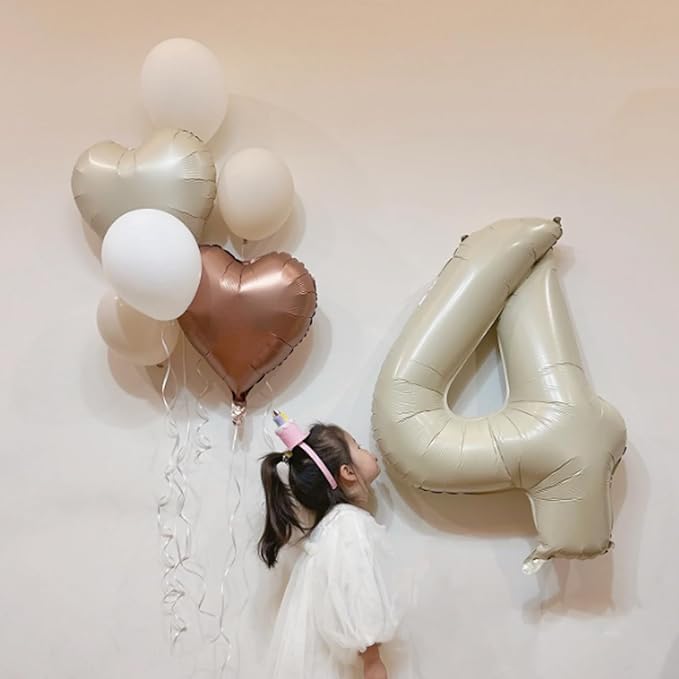 40 Inch Cream Number 7 Balloon, Beige Large 7th Birthday Balloons, Digital 7 Cream White Giant 7 Foil Balloon Helium for Boys Girls 7th Birthday Decorations Anniversary Baby Shower Party Supplies