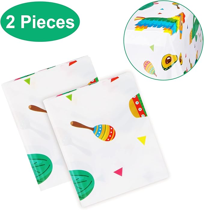2pcs Cactus Llama Taco Table Cloth for Mexican Final Fiesta Party Decoration Bachelorette Party, Disposable Rectangle Cinco De Mayo Party Tablecovers, Summer Beach Mexican Party Party Supplies