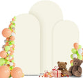 3-Piece Arch Backdrop Cover, Stretchy Spandex Wedding Arch Covers 4FT, 5FT, 6FT for Round Chiara Arch Stand, Beige Arch Cover for Photo Background Happy Birthday Party Banquet Ceremony Decor
