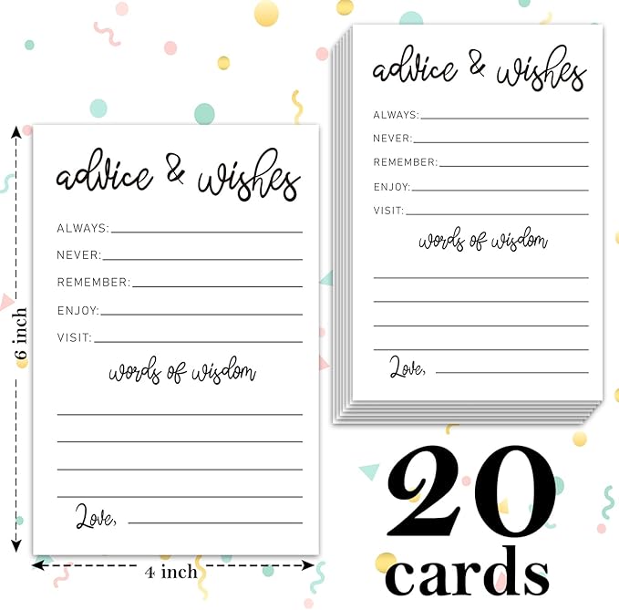 Graduation Advice and Wishes Cards, Modern Advice Cards For The Graduate, Grad Party Announcement Graduate Card, Graduation Party Games Decorations Supplies (20 Pack) B