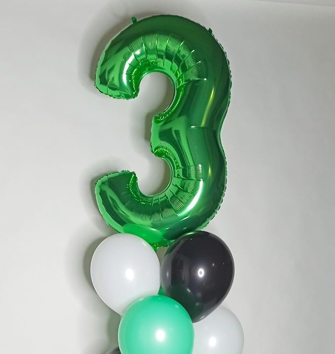 3 Balloon Number, 40 Inch Happy 3rd Birthday Decoration, Dark Green Number 3 Ballon for 3, 13, 23, 37 Celebration, Men and Women Birthday, Wedding, Anniversary Decor