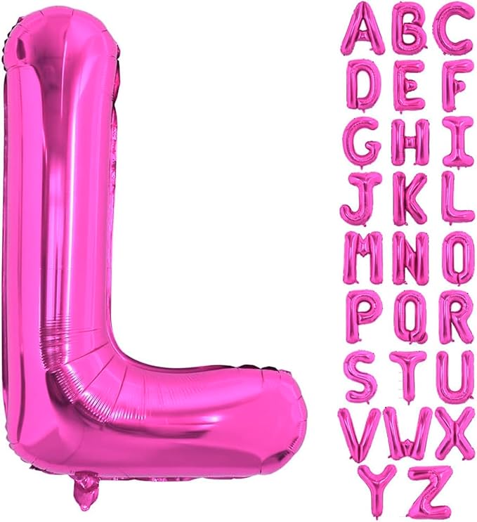 40 Inch Large Hot Pink Letter L Balloons Alphabet L Letter Balloons Foil Mylar Letter A Balloons for Birthday Party Anniversary New Year Graduation Wedding