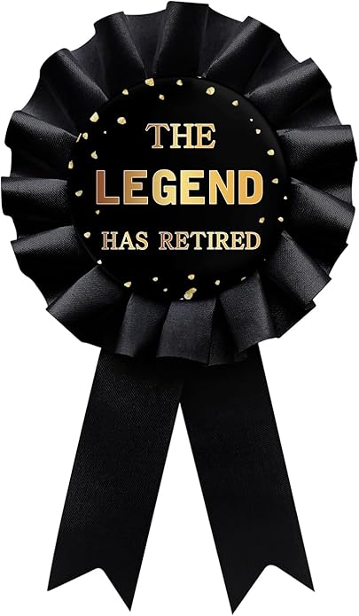 Black The Legend Has Retired Tinplate Badge Pin, Happy Retirement Man or Woman Award Ribbon, Great for Retirement Party Decorations Gift