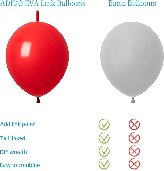 Link Balloons Red 6 Inch 12 Inch Latex Quick Linkale Balloon 160 Pcs for Birthday, Halloween, Christmas, Party Festival Decorations