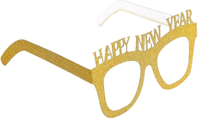 BinaryABC Happy New Year Glasses,Glitter Glasses Frames,2026 New Years Eve Party Decorations,Happy New Year Party Favor,10Pcs