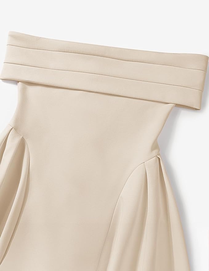 ZESICA Summer 2026 Cocktail Dresses for Women's Off Shoulder Short Sleeve Swing A Line Wedding Evening Party Midi Dress