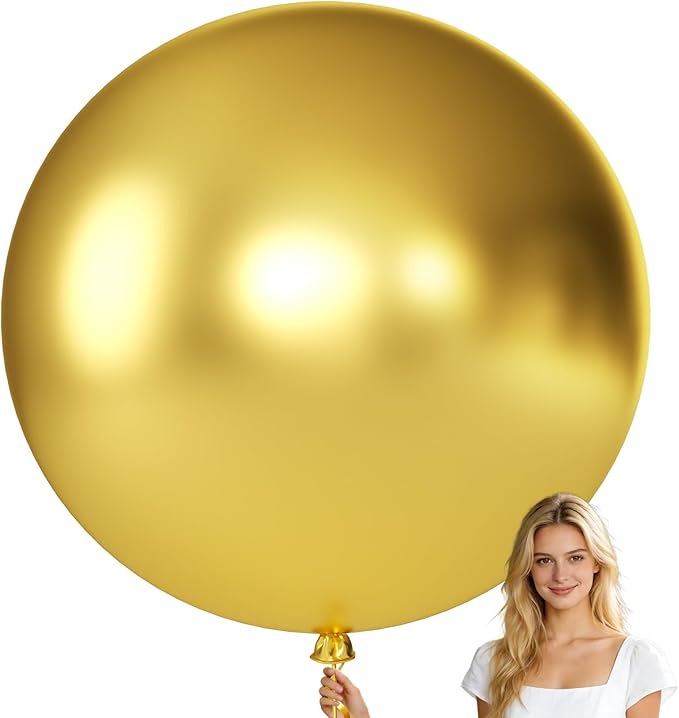 KALOR Metallic Gold Giant Balloons 36 Inch Large Latex Balloons, 4 Pack Jumbo Round Helium Balloon for Birthday Bridal Shower Wedding Baby Shower Party Decorations