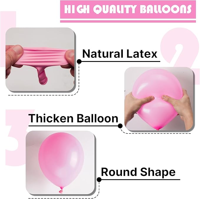 PartyWoo Pink Balloons 101pcs 12 Inch Matte Pink Balloon Arch Kit for Girl Baby Shower Gender Reveal Wedding Bachelorette Engagement Birthday Princess Butterfly Themed Party Decorations Pink-Y11