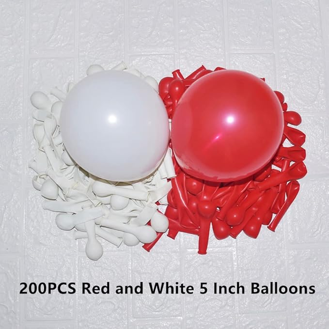 200 Pcs Red and White 5 Inch Balloons Matte Thicken Latex Small Balloon for Wedding Birthday Graduation Baby Shower Christmas Valentine’s Day Party Decorations