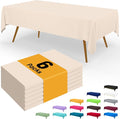 Smiry Disposable Table Cloth - 6 Pack, 54 x 108 Inch Waterproof Rectangle Tablecloths for Parties, Decorative Plastic Table Cover, Leakproof & Sturdy, Ivory