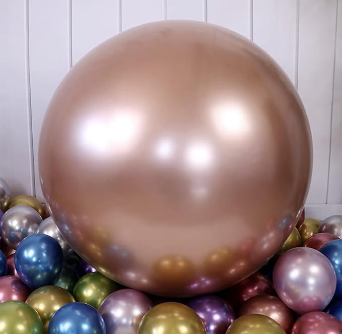 KALOR 36 Inch Giant Metallic Rose Glod Balloons, 6 Pack Large Round Rose Glod Latex Balloons for Anniversary, Birthday, Christmas, Wedding, Baby Shower Party Decorations