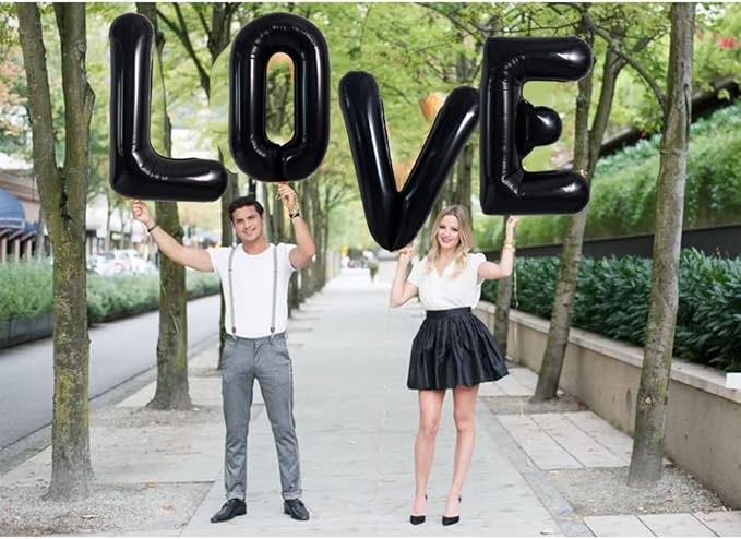 TONIFUL 40 Inch Large Black L Letter Balloon - Jumbo Helium Foil Mylar Big Alphabet for 2026 New Year Eve Graduation Wedding Baby Shower Birthday Party Anniversary Supplies Decorations