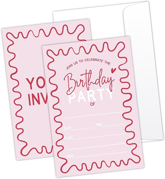 Pink Bow 21st Birthday Invites Cards Party Invitation Cards for Girls Kids Adults Party Invitations 4x6 Inch Invitations with Envelopes 20 Pcs Double Sided Invitation Card for Girls Birthday YT0079
