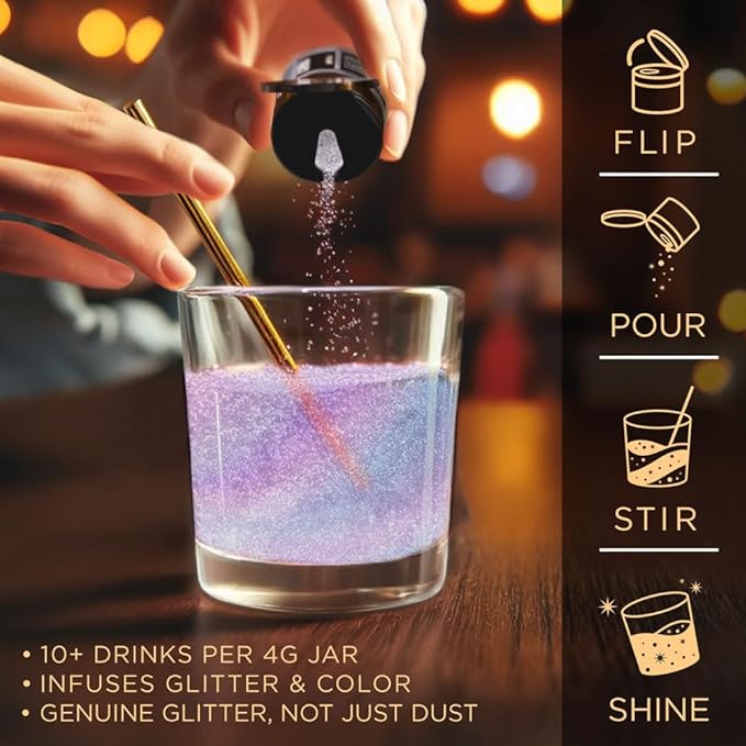 Brew Glitter Edible Glitter for Drinks, Cocktails, Beer, Garnish & Beverages (Iridescent Purple, 4 Grams)