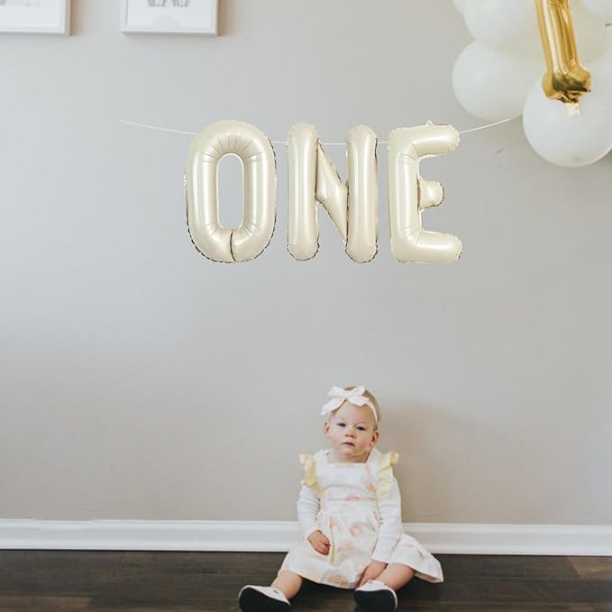 TONIFUL 16 Inch Cream White Letter A-Z Balloons,Custom Phrase Mylar Foil Alphabet Letter DIY Personalized Phrase Banner for Birthday Anniversary Baby Shower Bride Shower Supplies Decor(26 Pcs)
