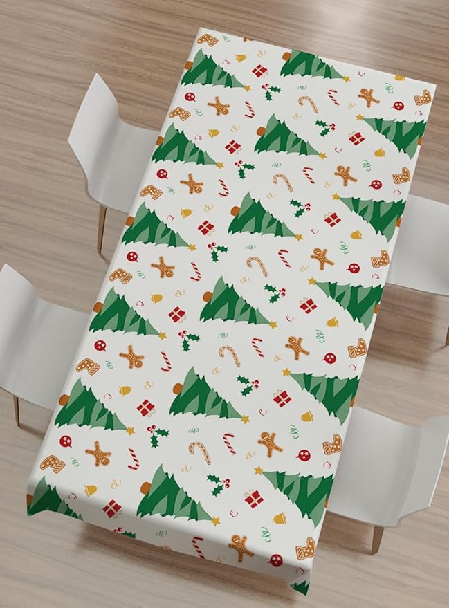 2 Pack Christmas Tree Plastic Tablecloths Disposable Xmax Table Covers Table Cloths for BBQ Picnic Birthday Christmas Parties Covers Waterproof Oil-proof Table Cloth Thin Table Cloths 54 x 108 In