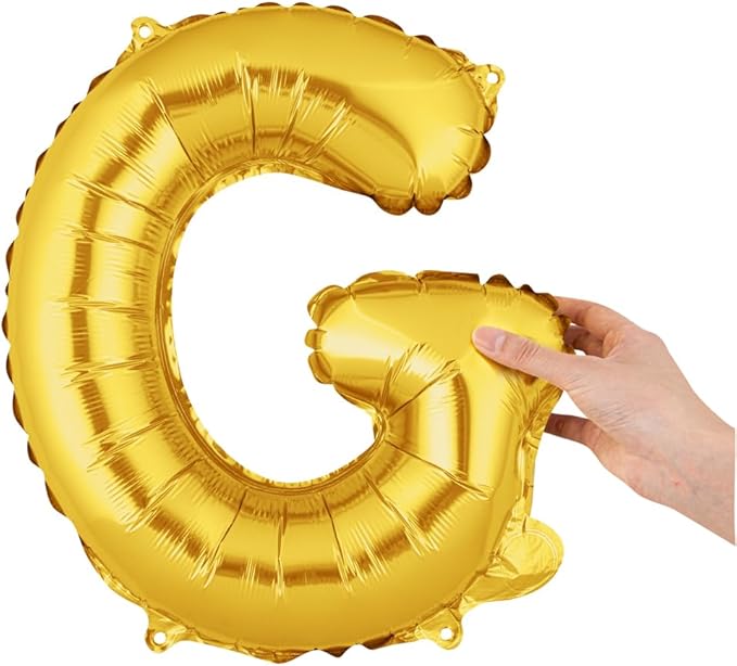 Restaurantware-Balloonify 16 Inch Letter Balloon, 1 Alphabet Party Balloon - Letter G, Self-Sealing, Gold Foil Mylar Finish, Hanging Loop, Decoration For Birthday, Wedding, Or Graduation