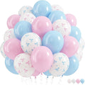 Pink and Blue Balloons, 60PCS 12 Inch Pastel Baby Pink and Blue Gender Reveal Balloons Bow Print Balloon for Boy or Girl Gender Reveal Decorations Bear Bow Baby Shower Party Decoration