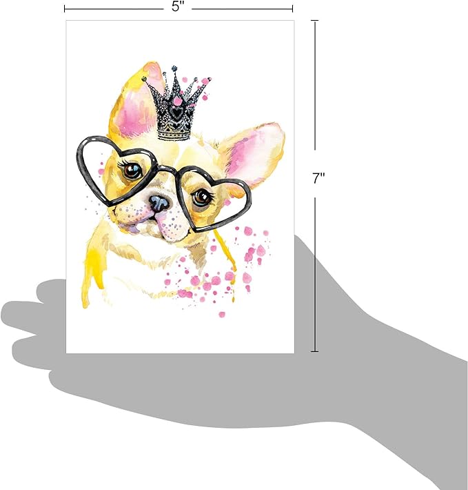 NobleWorks - 1 Funny Animal Birthday Card with Envelope - Cute Card for Birthdays - Funky Colorful Creatures Dog C6749ABDG