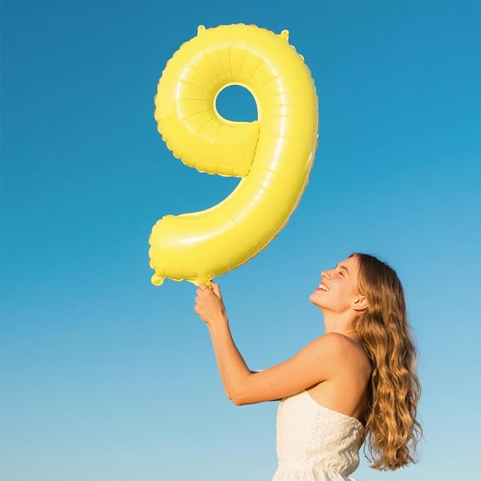 40 Inch Macaron Yellow Balloon Number 6 Balloons,6 Foil Mylar Helium Large Digital Balloon Macaron Yellow Birthday Numbers Jumbo Balloons 16th or 61st Anniversary Party Decorations Supplies
