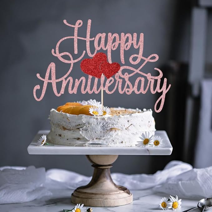 Kaoenla Happy Anniversary Cake Topper - Company Anniversary,Wedding Wedding Anniversary,Birthday Party Selected Decoration Supplies