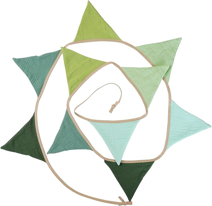 Pennant Banner Bunting Flags Green, Garland Triangle Banners Olive Green Fabric for Jungle Safari Summer Birthday Shower Wedding Party Nursery Playroom Decor(Green)