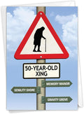 NobleWorks - Humorous 50th Milestone Birthday Greeting Card with 5 x 7 Inch Envelope (1 Card) Crossing Milestones 50 9966