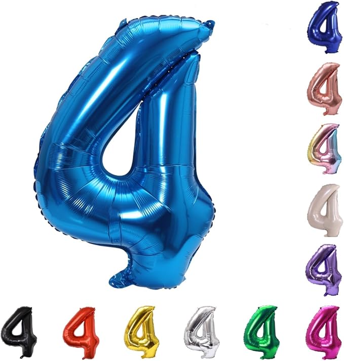 YPSelected 32 Inch Large Foil Helium Number Balloon Birthday Wedding Party 0-9 (Blue, 4)