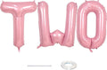 40 Inch Pastel Pink TWO Letter Balloons, Light Pink TWO Balloon Letters with Ribbon, Pearl Pink Alphabet TWO Balloon for Kid Girls 2 Year Old Birthday Second 2nd Anniversary Party Decorations