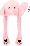 Animal Hat with Ears Moving Jumping Pop Up Beating Hat Plush Holiday Cosplay Dress Up Funny Gift for Kids