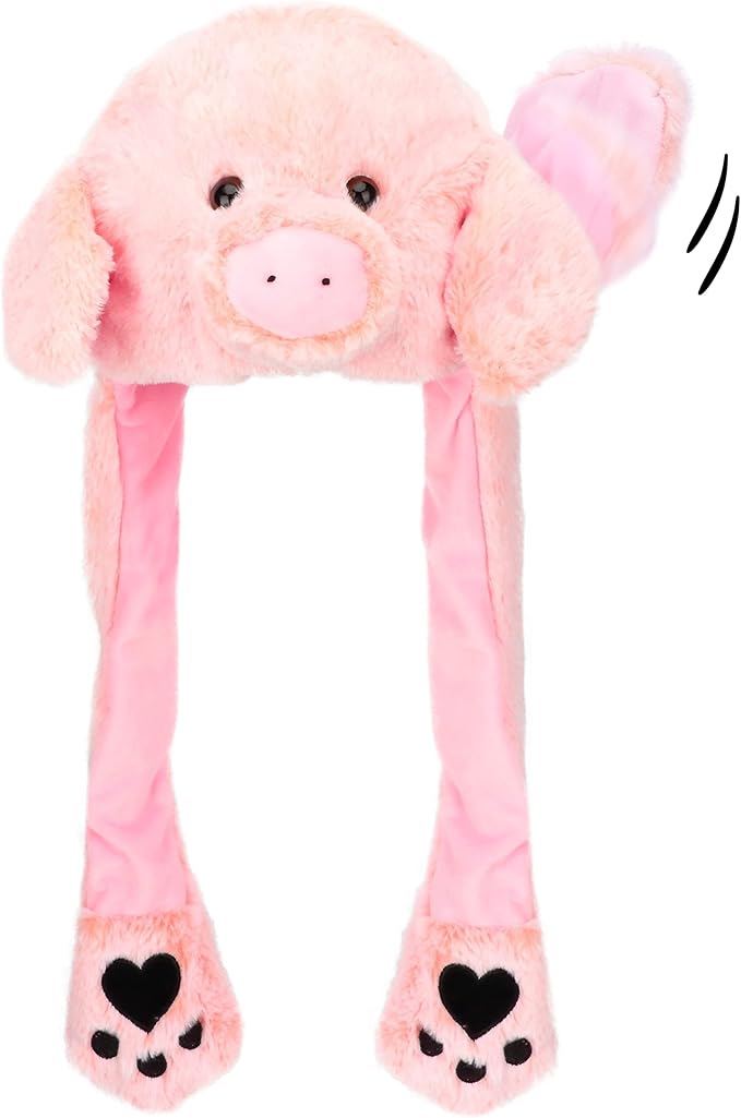 Animal Hat with Ears Moving Jumping Pop Up Beating Hat Plush Holiday Cosplay Dress Up Funny Gift for Kids