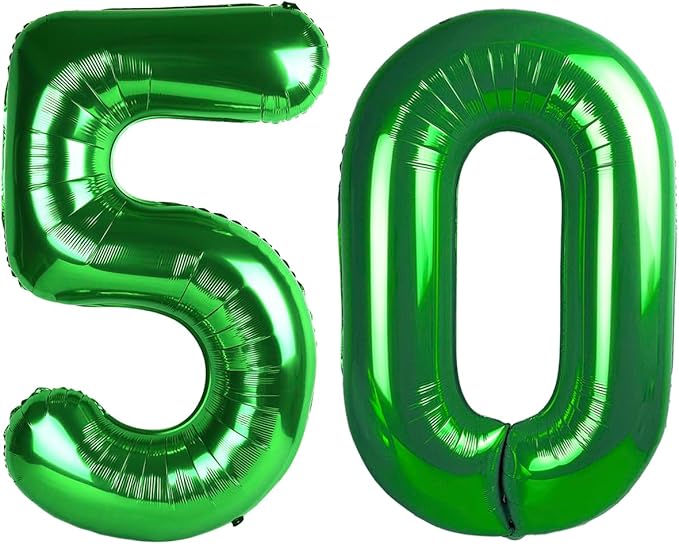 Dark Green Number 50 Balloon 40 Inch, 50th Birthday Party Decorations for Children, Giant 50 Foil Balloon for Party Supplies