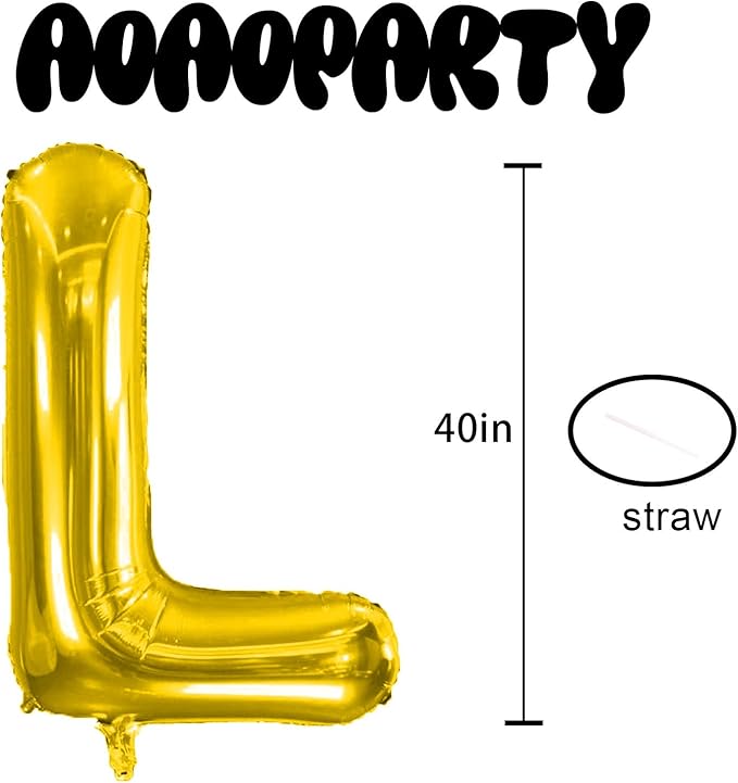 Letter Balloons 40Inch Large Giant big Foil Mylar Gold Balloons L for Birthday Party Decorations