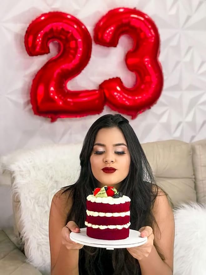 3 Birthday Balloon, 40 Inch 3 Year Old Balloon for Birthday Party Decoration, Red Number 3 Ballon for 3, 13, 23, 38 Celebration, Men and Women, Wedding, Anniversary Decor