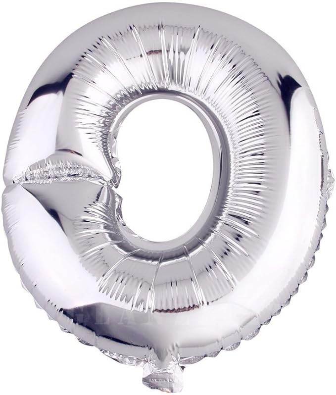 Glanzzeit 16 Inch Silver Foil Balloons Letters A to Z Numbers 0 to 9 for Prom Wedding Birthday Party Decor (Letter O)