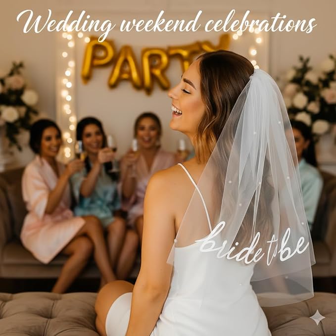 Bride to Be Veil Bachelorette Party Accessories, Bridal Shower Decorations, Engagement Gifts for Bride