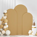 Khaki Arch Backdrop Cover Set of 3 (6FT 6.6FT 7.2FT) Spandex Arch Covers Stretchy Fabric Chiara Backdrop Cover for Metal Arched Frame Tan Arch Stand Covers for Birthday Party Ceremony Decor
