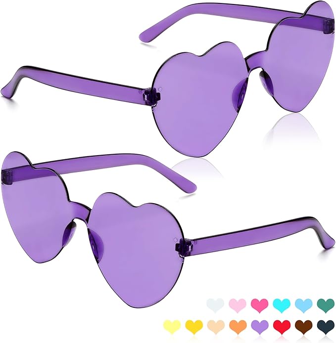 Heart Sunglasses 2 Pairs Heart Shaped Sunglasses Womens Heart Glasses Rave Sunglasses for Women Party Favors