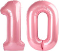 10 Number Balloons, 40 Inch Pearl Pink Balloons for Woman Man 10th Birthday Decoration, Foil Number 10 Ballon for 10, 100 Anniversary, Bridal Shower, Graduation, Wedding, Valentine's Day